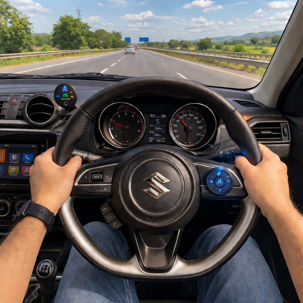 NexCruise on dashboard — highway drive